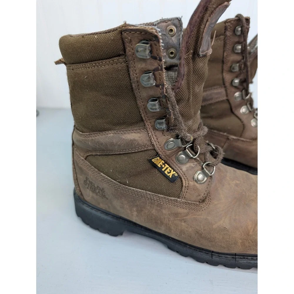 Field & Stream Leather Boots Men's Sz 8.5 Gore-Tex Thinsulate Hiking Vibram Sole